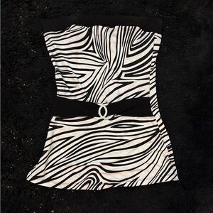 Vintage America Black and White Zebra Print Tank Top